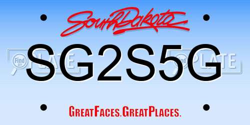SG2S5G South Dakota License Plate