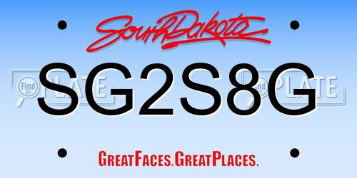 SG2S8G South Dakota License Plate