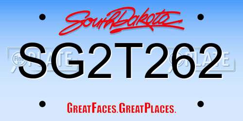 SG2T262 South Dakota License Plate