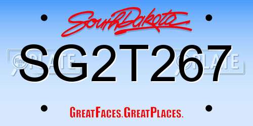 SG2T267 South Dakota License Plate
