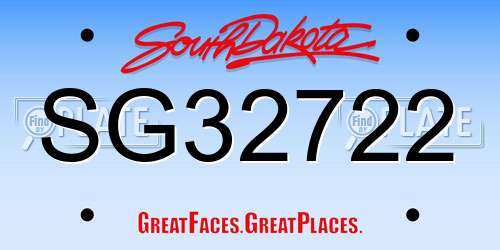 SG32722 South Dakota License Plate