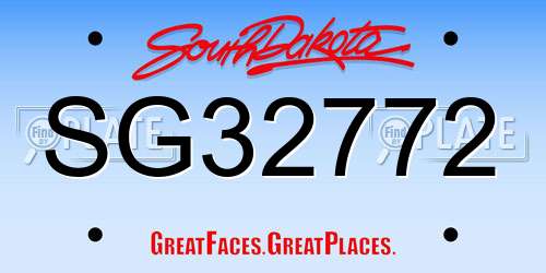 SG32772 South Dakota License Plate