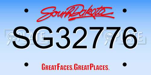 SG32776 South Dakota License Plate