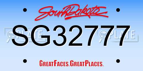 SG32777 South Dakota License Plate
