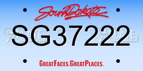 SG37222 South Dakota License Plate