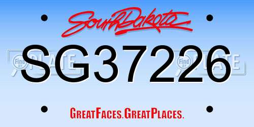 SG37226 South Dakota License Plate