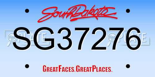SG37276 South Dakota License Plate