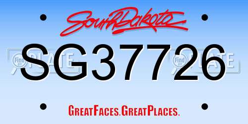 SG37726 South Dakota License Plate