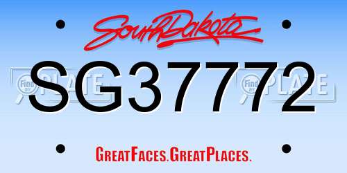 SG37772 South Dakota License Plate