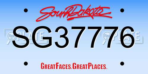 SG37776 South Dakota License Plate