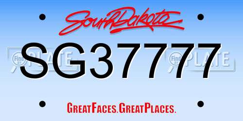 SG37777 South Dakota License Plate