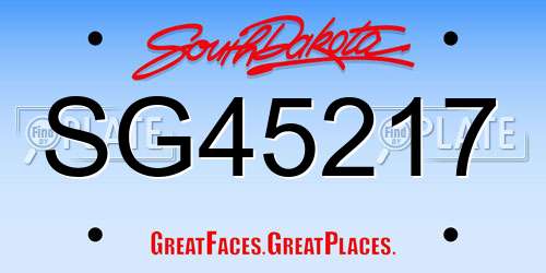 SG45217 South Dakota License Plate