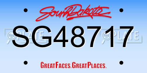 SG48717 South Dakota License Plate