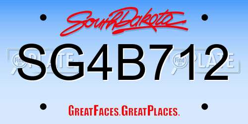 SG4B712 South Dakota License Plate