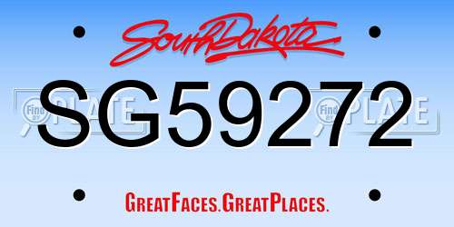 SG59272 South Dakota License Plate