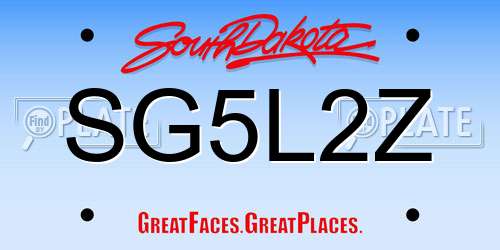 SG5L2Z South Dakota License Plate