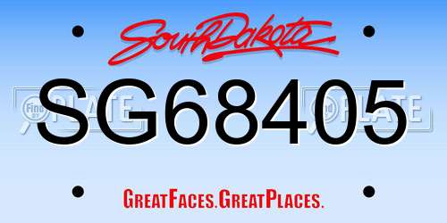 SG68405 South Dakota License Plate