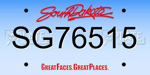 SG76515 South Dakota License Plate