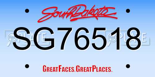 SG76518 South Dakota License Plate
