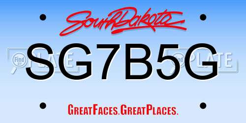 SG7B5G South Dakota License Plate