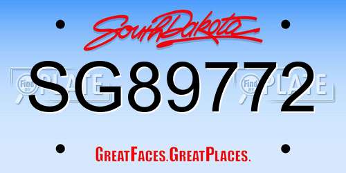 SG89772 South Dakota License Plate