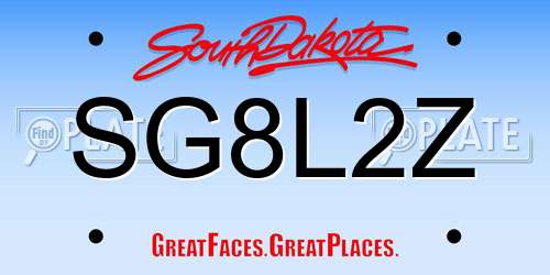 SG8L2Z South Dakota License Plate