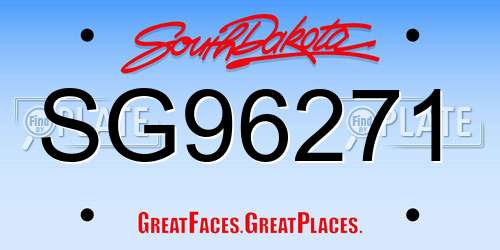 SG96271 South Dakota License Plate