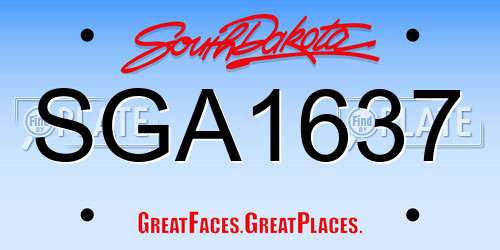 SGA1637 South Dakota License Plate