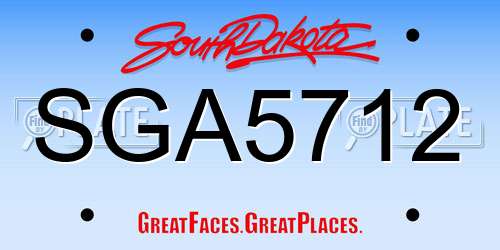 SGA5712 South Dakota License Plate