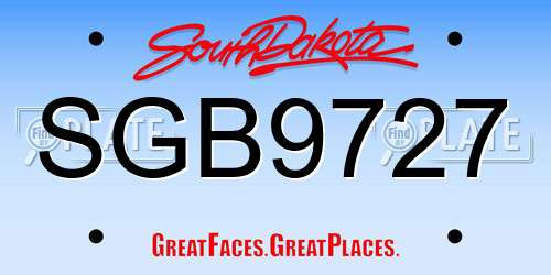 SGB9727 South Dakota License Plate