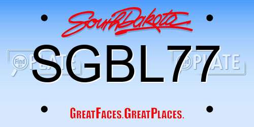SGBL77 South Dakota License Plate
