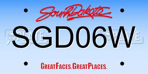 SGD06W South Dakota License Plate