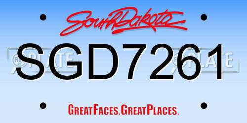 SGD7261 South Dakota License Plate