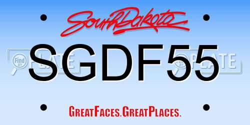 SGDF55 South Dakota License Plate
