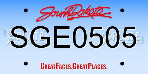 SGE0505 South Dakota License Plate