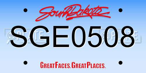 SGE0508 South Dakota License Plate