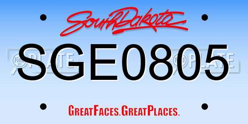 SGE0805 South Dakota License Plate