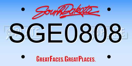 SGE0808 South Dakota License Plate