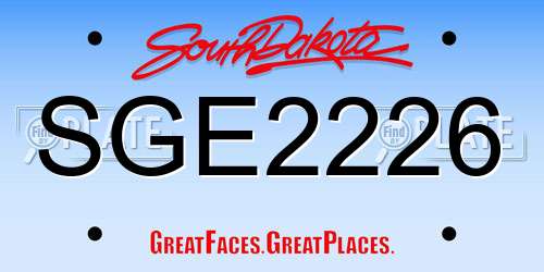 SGE2226 South Dakota License Plate