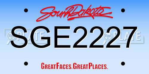 SGE2227 South Dakota License Plate