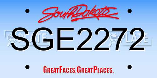 SGE2272 South Dakota License Plate