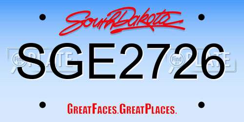 SGE2726 South Dakota License Plate