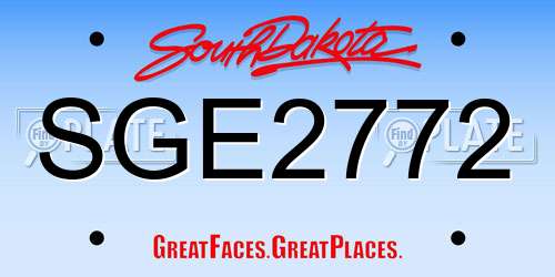 SGE2772 South Dakota License Plate