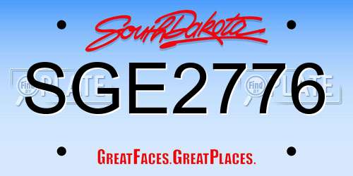 SGE2776 South Dakota License Plate