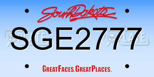 SGE2777 South Dakota License Plate