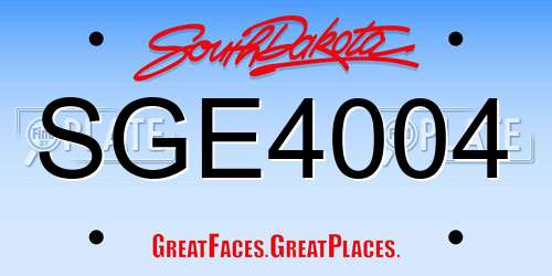 SGE4004 South Dakota License Plate