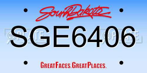 SGE6406 South Dakota License Plate