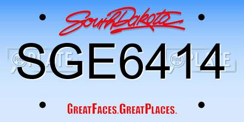 SGE6414 South Dakota License Plate