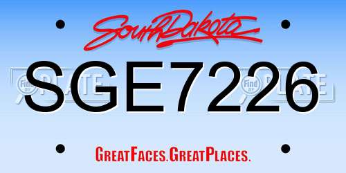 SGE7226 South Dakota License Plate
