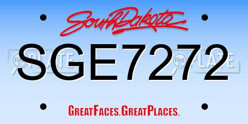 SGE7272 South Dakota License Plate